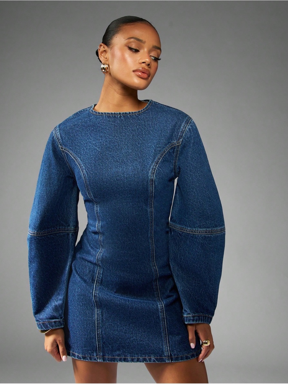 Missguided Dark Blue Denim Mini Dress